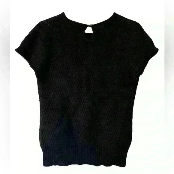 Worth Wool Angora Nylon Blend Women’s Short Sleeve Sweater Size Small Black - Picture 2 of 3